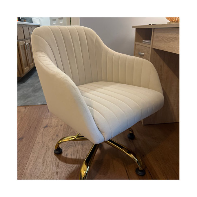 Etta Avenue™ Adan Modern Velvet Task Chair with Wood Frame and